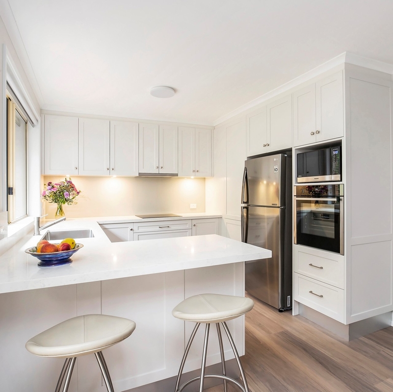 MDF branco em forma de u do núcleo de Shaker Lacquer Kitchen Cabinets 18mm HMR