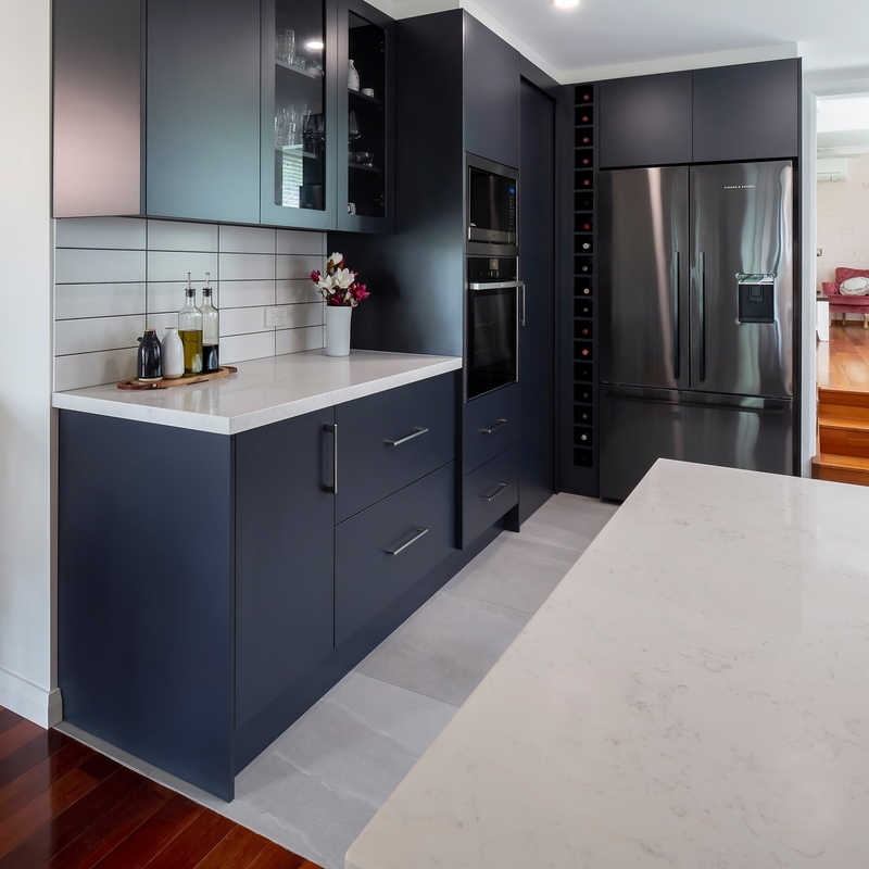 Armários modernos da cozinha completa do PVC de Matte Black Color para o armário de cozinha da mobília da cozinha