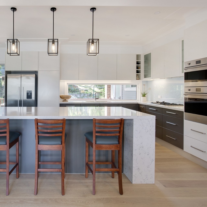 Armário de cozinha de melamina antiderrapante cinza escuro e branco porta modular RTA