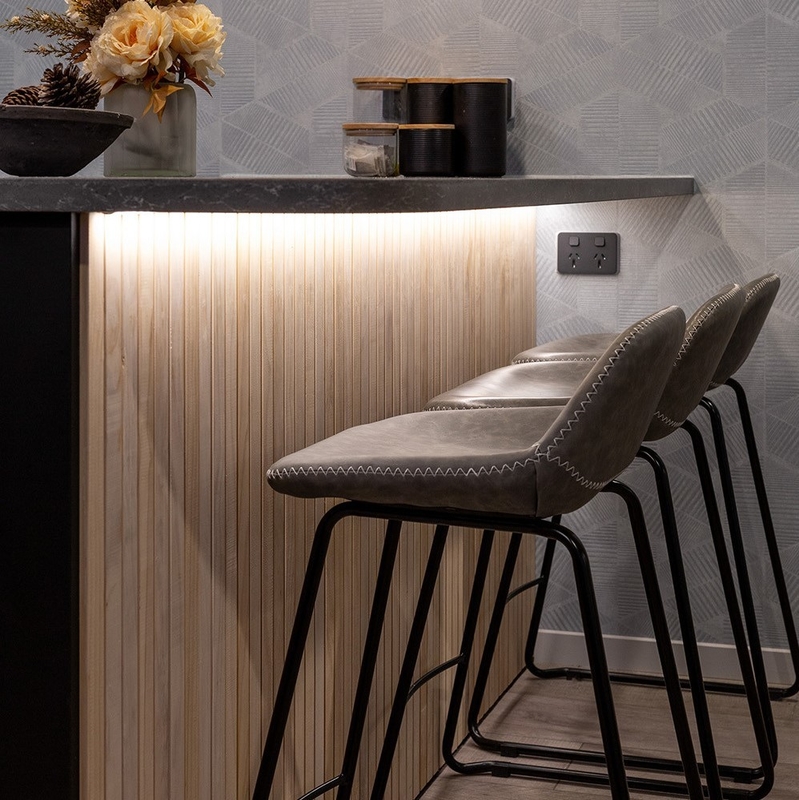 Grupo preto escuro modular luxuoso do armário da cozinha da madeira maciça das unidades em forma de L simples da cozinha