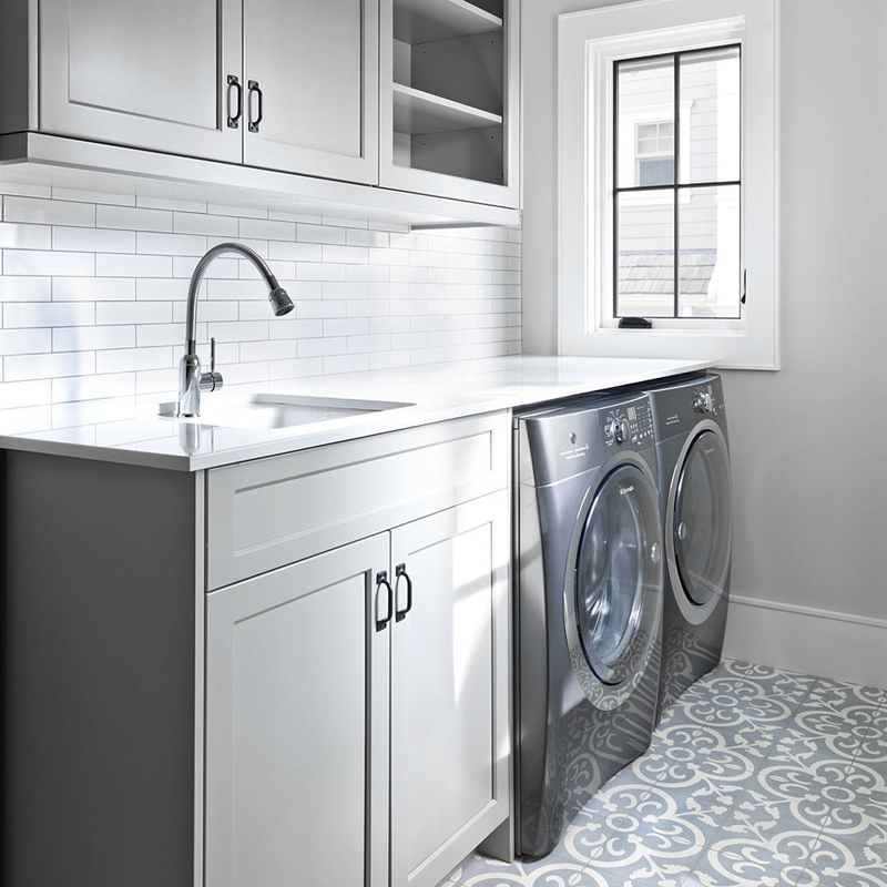 Armário de armazenamento feito sob encomenda da lavandaria com luz Gray Shaker Modern Bathroom Vanity do dissipador