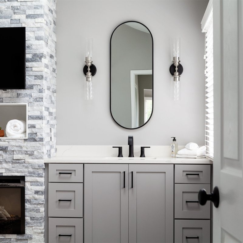 Unidades neutras luxuosas de Grey Shaker Style Lacquer Bathroom Vanity combinados com 2 portas 6 gavetas