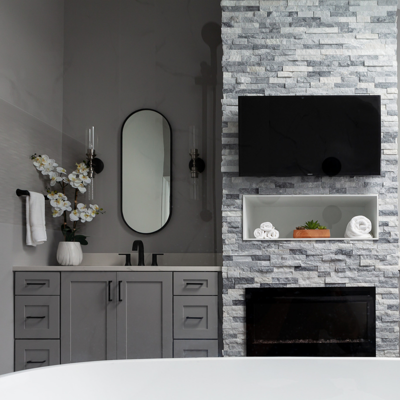 Unidades neutras luxuosas de Grey Shaker Style Lacquer Bathroom Vanity combinados com 2 portas 6 gavetas