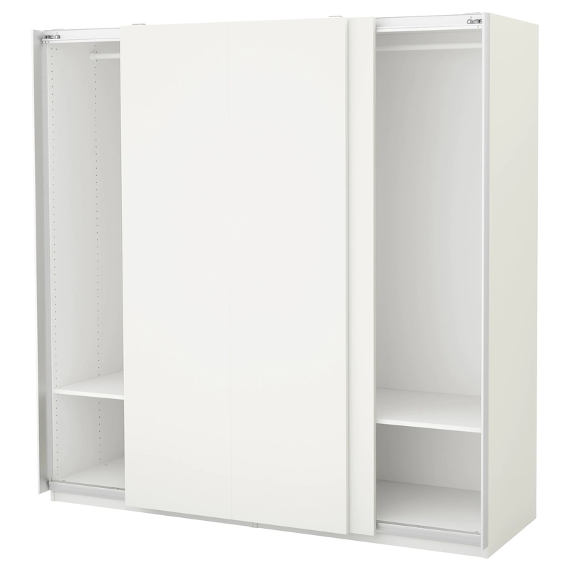 Matte White Cream Flat Panel enverniza o armazenamento do quarto de pano do armário do vestuário da porta deslizante