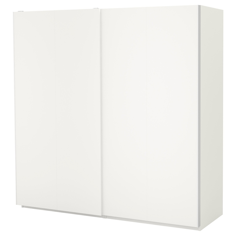 Matte White Cream Flat Panel enverniza o armazenamento do quarto de pano do armário do vestuário da porta deslizante