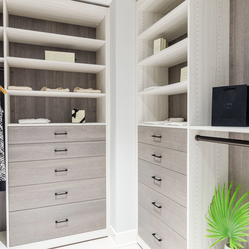 U dá forma à caminhada de madeira de Matte Grey Melamine Walk Through Wardrobe no armazenamento da veste