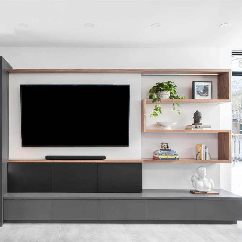 Armário escuro minimalista durável da tevê do MFC Grey Lacquer com gaveta do armazenamento