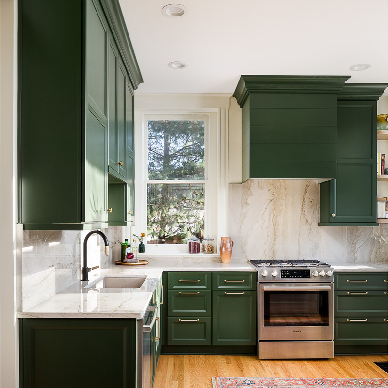 O armário de cozinha americano do estilo country projeta a cozinha verde verde da fabricação da fábrica do revestimento da laca dos armários de cozinha