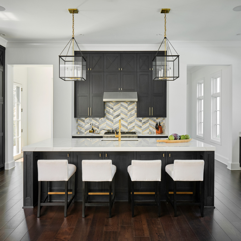 Punho dourado de alta qualidade moderno americano Shaker Kitchen Cabinets Complete Sets preto próximo macio com ilha