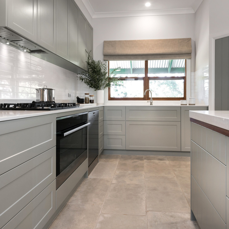 Foco no design do gabinete gabinetes de cozinha modulares modernos EUA Grey Shaker armário para atacado