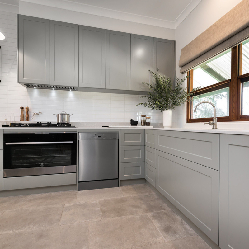 Foco no design do gabinete gabinetes de cozinha modulares modernos EUA Grey Shaker armário para atacado