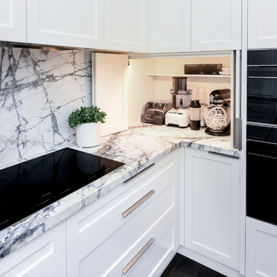 Armário de cozinha branco da laca da categoria E1 para o americano Shaker Style